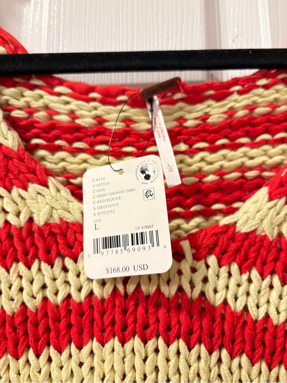 Free People Portland Striped Cotton Pullover Red Sweater - Picture 4 of 5